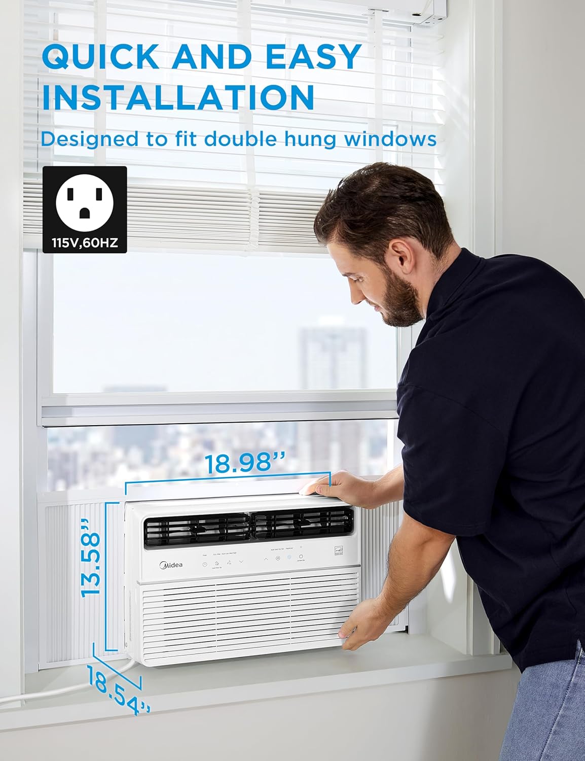 Midea 10,000 BTU Smart Inverter Window Air Conditioner with APP, Alexa Control, 115V AC Unit Cools up to 450 Sq. Ft, Quiet Operation, Energy Saving, Remote & Easy Installation Kit, White (Renewed)