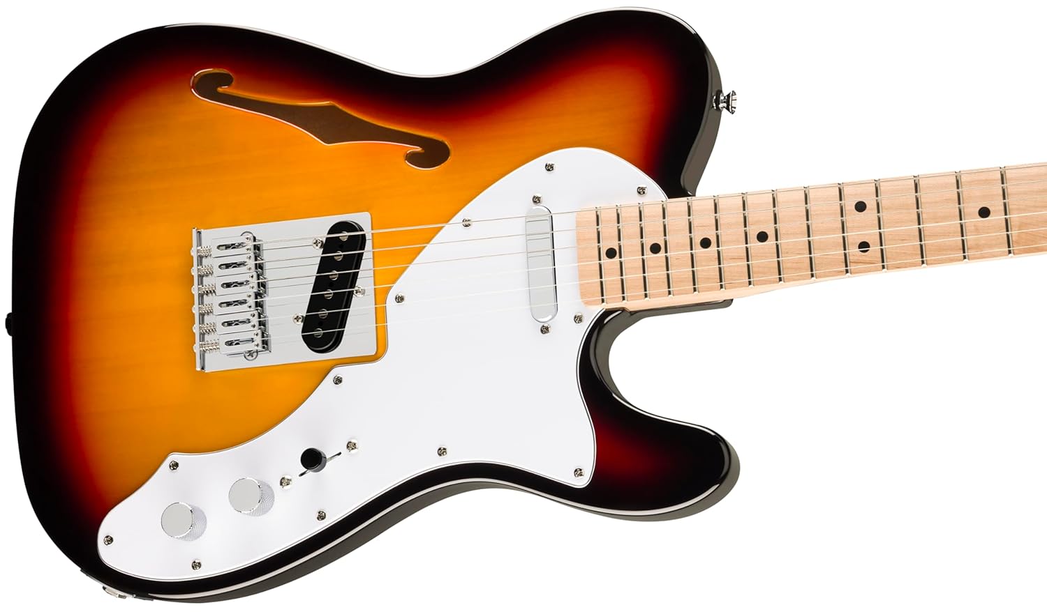 Affinity Series Telecaster Thinline, Maple Fingerboard, White Pickguard, 3-Color Sunburst