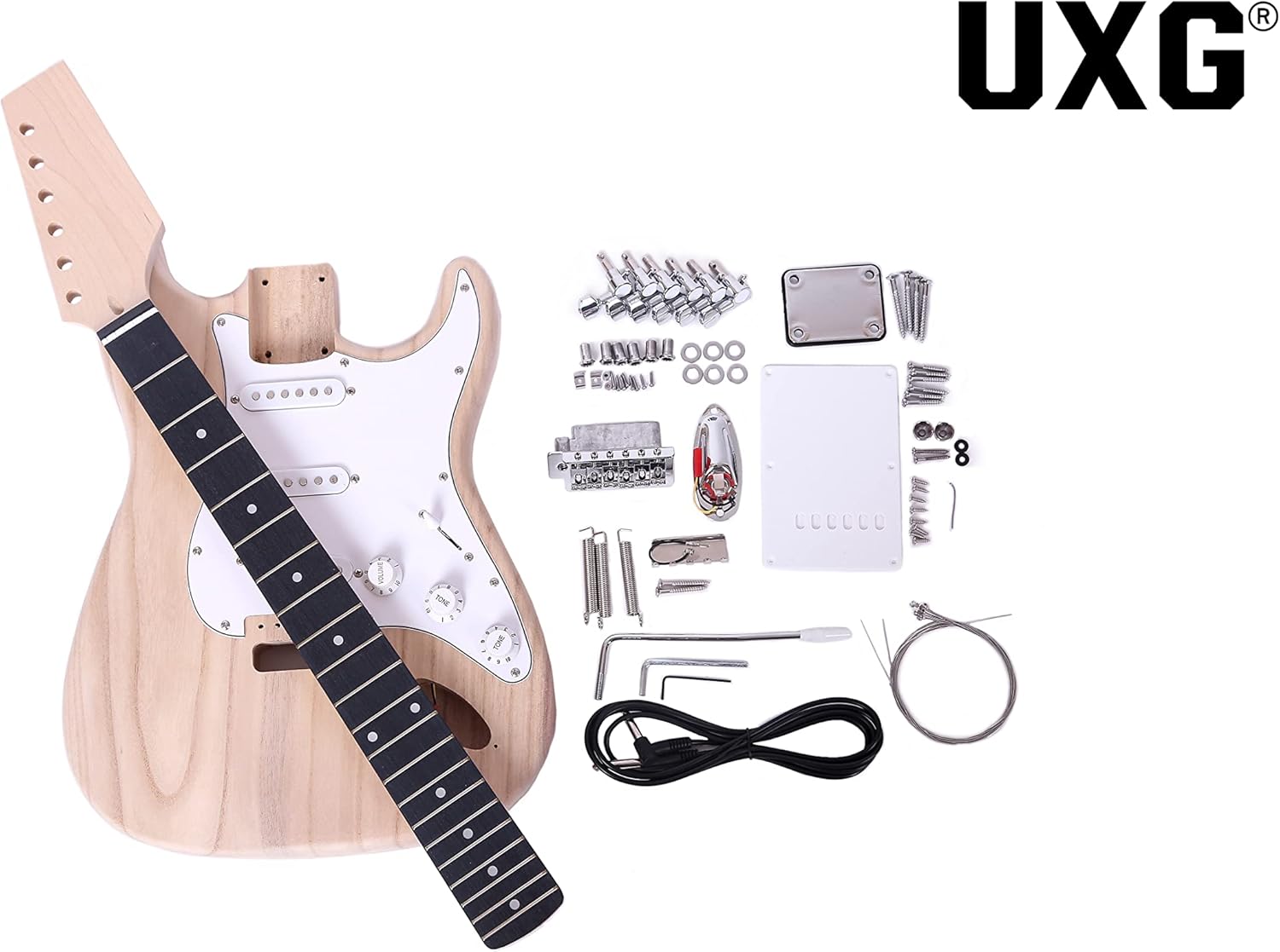 ST Style DIY Electric Guitar Kits,Paulownia Body,Maple Neck and Composite Ebony Fingerboard, S-S-S Pickup Configuration，Natural