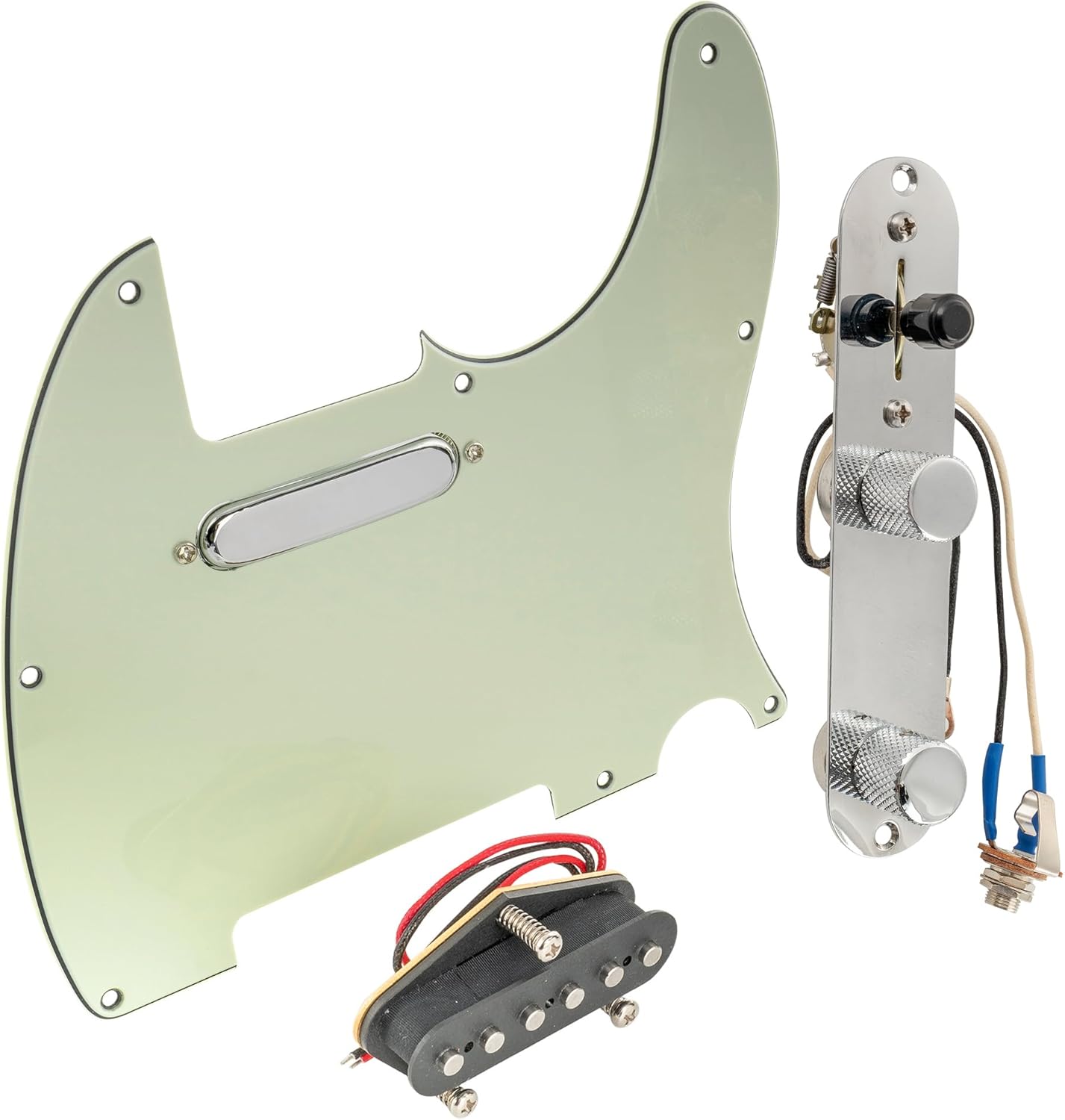 Musiclily Pro Pre-wired Standard Tele Pickguard and Loaded Control Plate with Artec Pickups Alnico 5 Magnet for TL Style Electric Guitar, 3Ply Mint Green