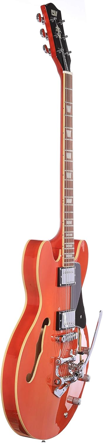 IYV IESB-300 Trans Orange, Solid top-semi hollow Body Electric Guitar, Trans orange