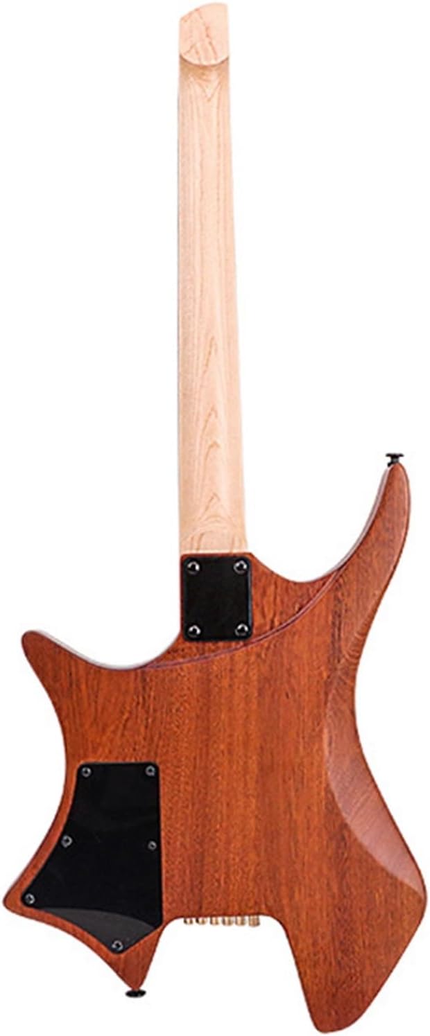 VENEKA Headless Electric Guitar 6 String Shaped Headless Electric Guitar Ash Wood/Mahogany Body with Passive HH Pickups (Color : 03)