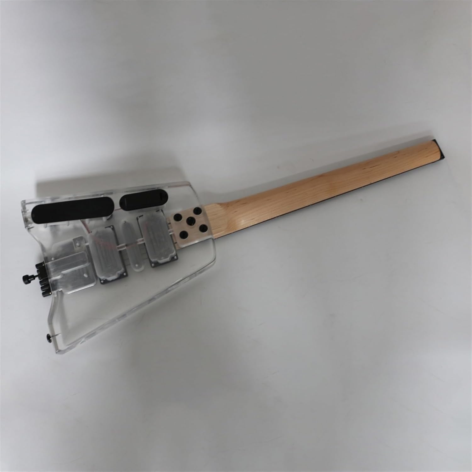 Headless Portable Travel Acrylic Mini Electric Guitar with Tremolo Bridge and HHS Pickup Professional Headless Guitar