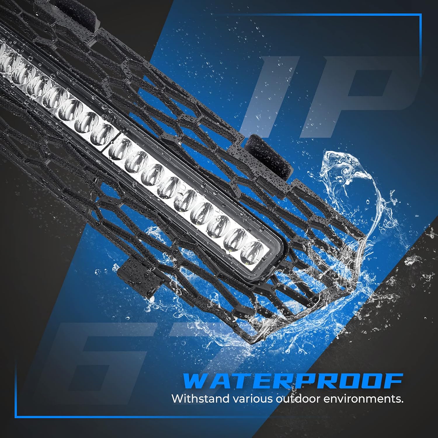 KEMIMOTO LED Grill Light Front Mesh Grille Compatible with Polaris General 1000/4 1000/ XP 1000/ XP4 1000 2016-2024 Grille Mesh with LED Light Bar Accessories