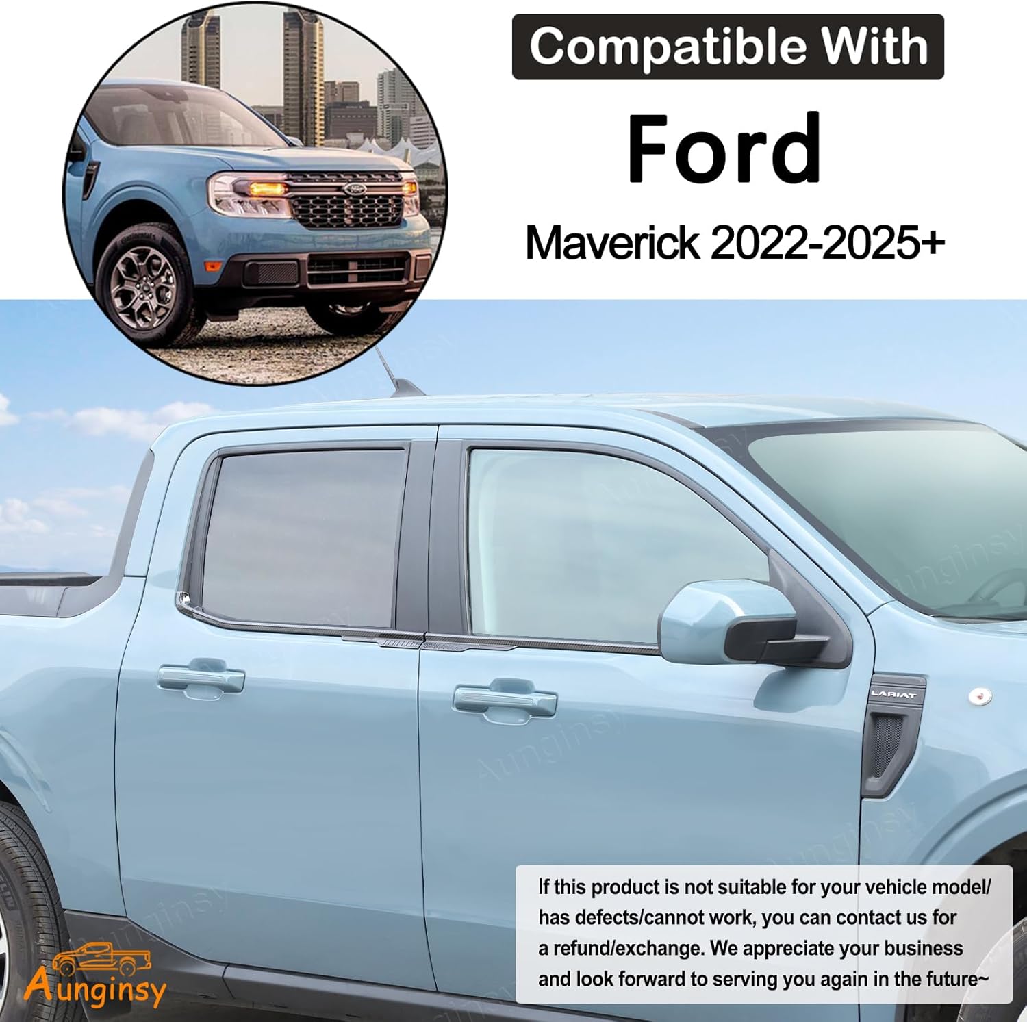 Aunginsy Door Window Under Panel Trim Strips Compatible with Ford Maverick 2022-2025 Car Outer Side Door Window Lower Panel Weatherstrip Molding Decorative Cover Protection ABS Exterior Accessories