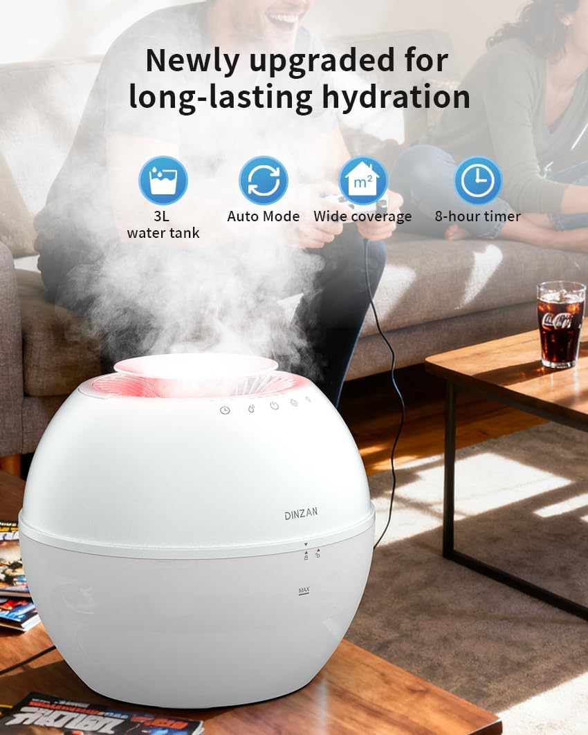 Dual-Function Humidifier & Dehumidifier 152oz Water Tank Steam distillation humidification for Bedroom With Drain Hose Humidifer RV Bathroom Auto Adjustment Timer Setting 7 Color LED Lights