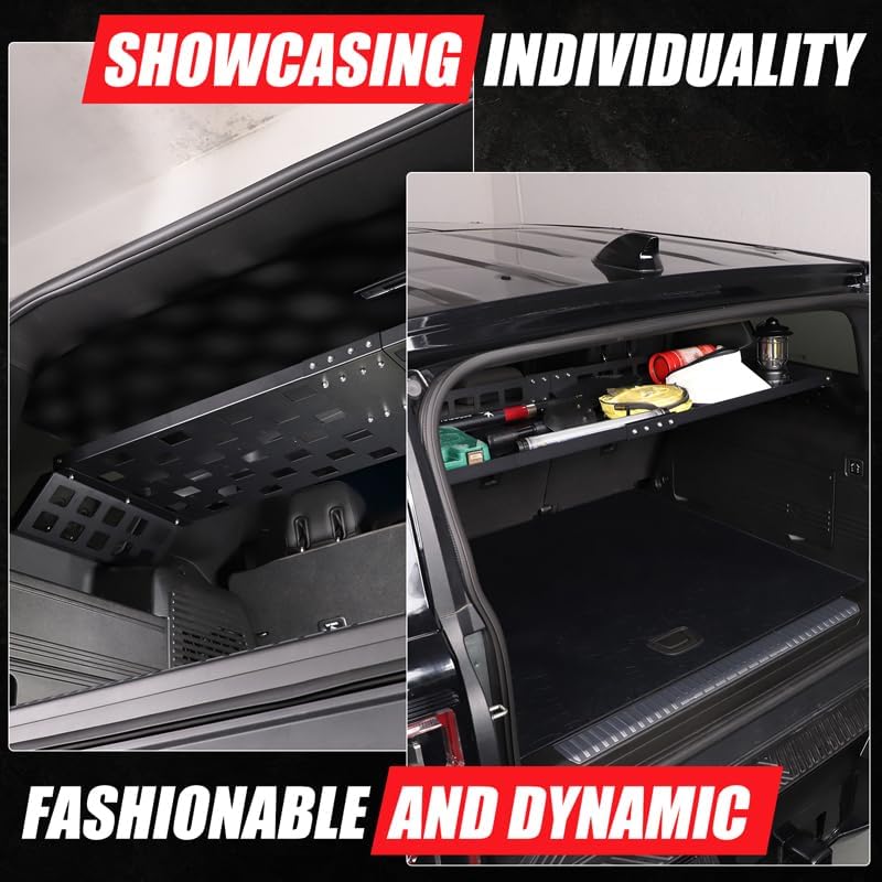 for Hummer EV SUV Accessories Rear Trunk Cargo Racks Storage Panel for 2024 2025 Hummer EV Modular Storage Panel System SUV Trunk Shelf Luggage Carrier Rear Cargo Racks Organizer (Aluminum)