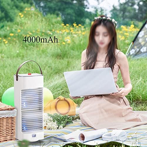 Portable Air Conditioner Cooling Fan, Evaporative Air Cooler for Room, 3 Wind Speed, 4000mAh Battery Powered & USB Rechargeable Mini Air Conditioner for Room Camping Car Office (Color : White