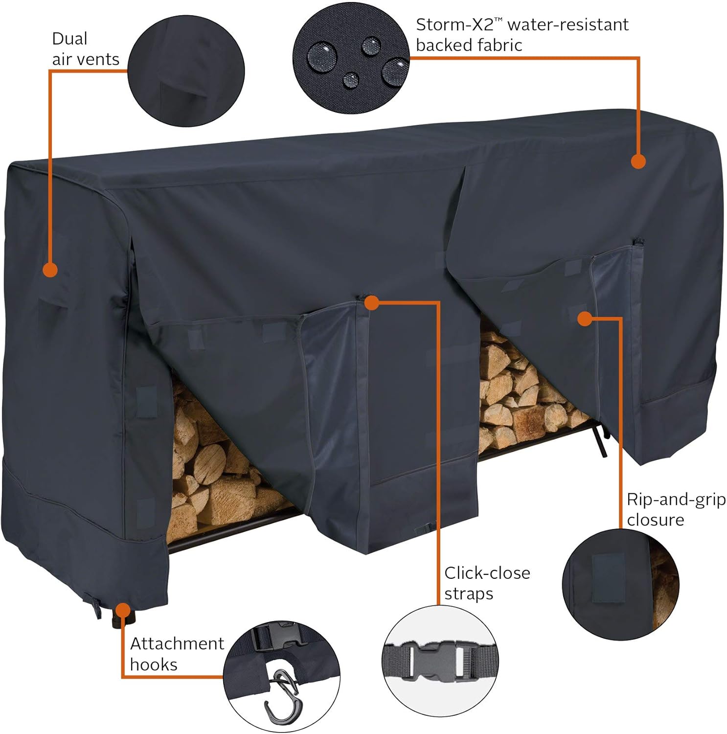 Classic Accessories Garage Series Log Rack Cover/Houssee, Black, Fabric, 8 in