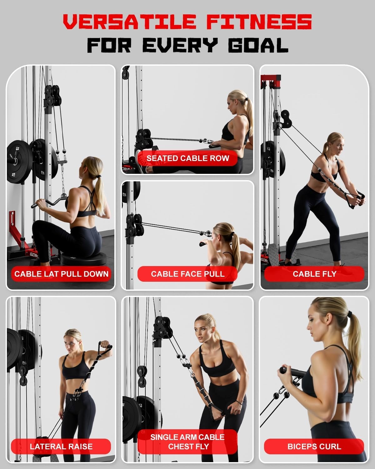 Wall Mount Cable Station, WM1 Cable Crossover Machine with 17 Positions, High and Low Cable Crossover Machine with Removable Footplate for Garage Home Gym