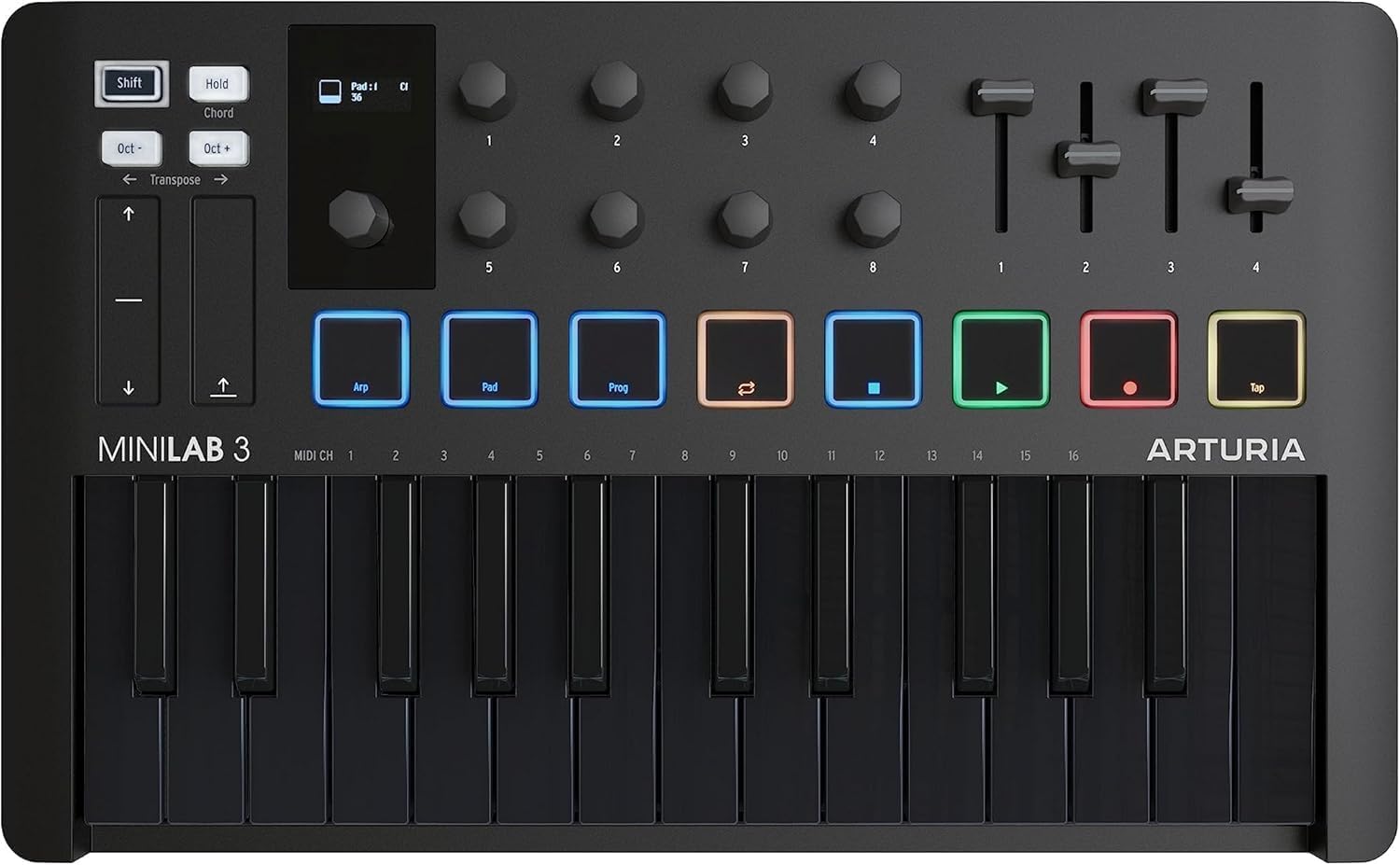 Arturia MiniLab 3 MIDI Controller & MiniFuse 2 Audio Interface Bundle - Deep Black/Black