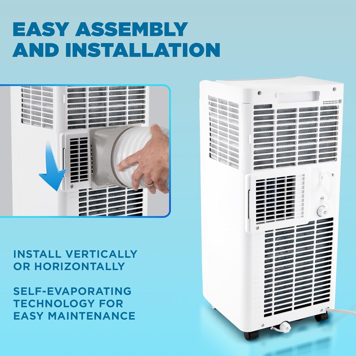 Ivation 9000 BTU Compact Portable Air Conditioner, Smallest AC Unit with Powerful Cooling, Multi-Speed Fan, Dehumidifier, Sleep Mode, Built-In Timer, Remote Control, Washable Filter, Wheels & Handle