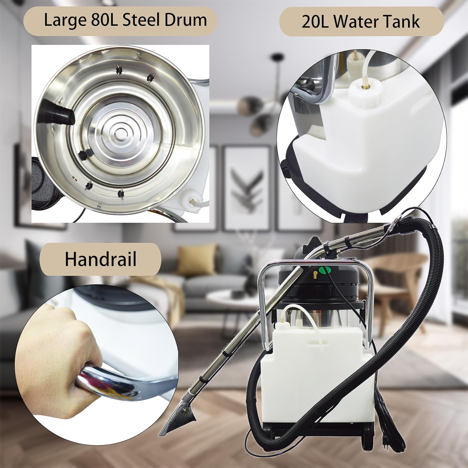 110V Carpet Extractor Machine 3 in 1 Wet Dry Vacuum Cleaner 80L Portable Commercial Carpet Cleaning Machine for Home Commercial Use 2000W