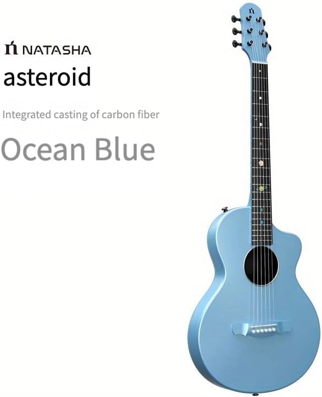 Natasha Asteroid Carbon Fiber 38-inch Folk Guitar（Ocean Blue）,Acoustic Guitars/Travel Guitars,Integrated Casting With Carbon Fiber Composite Material, light and portable.