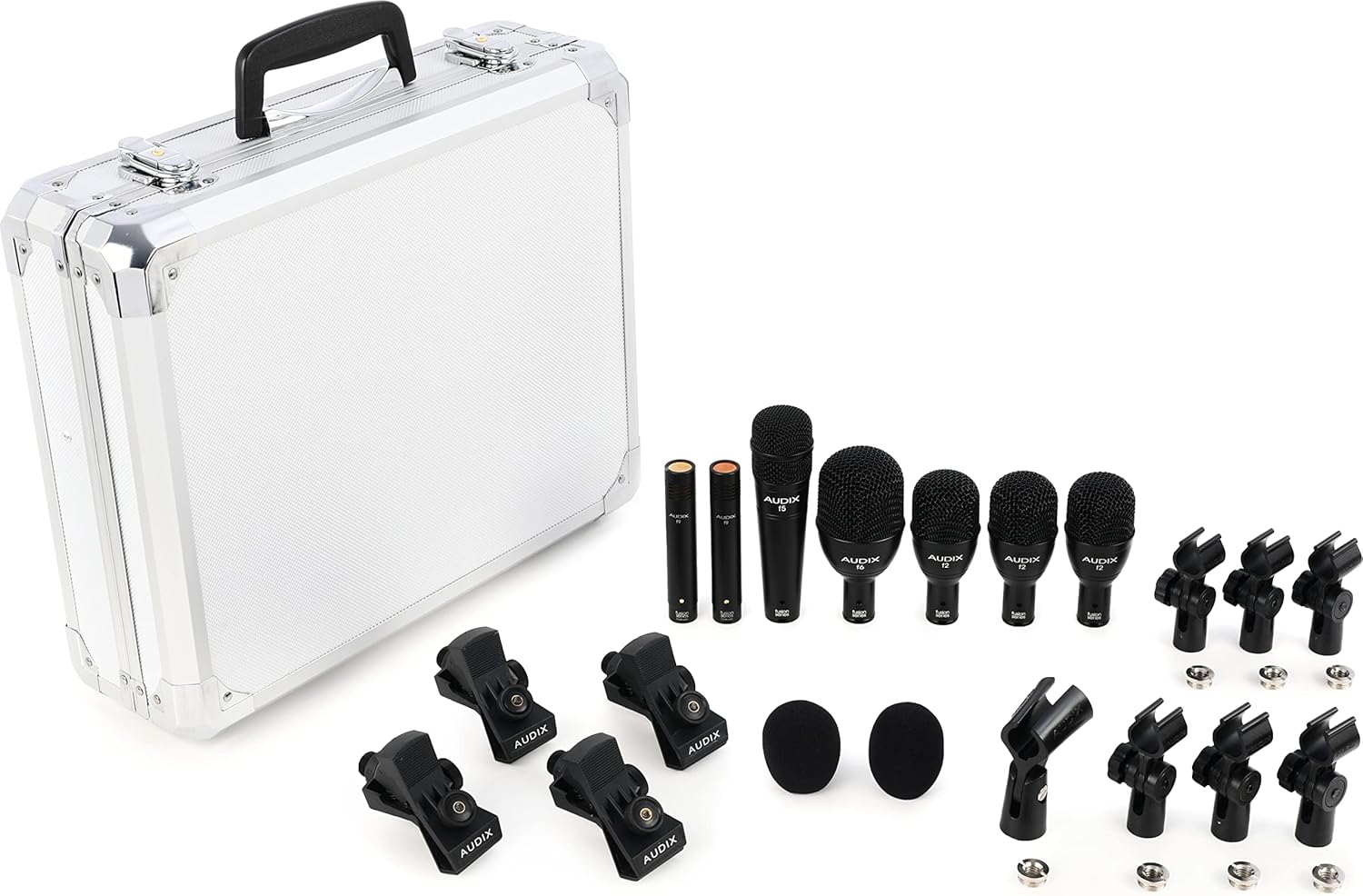 AUDIX FP7 Fusion Series 7-Piece Drum Mic Kit for Kick, Snare, Toms, and Overheads with Travel Case - Black