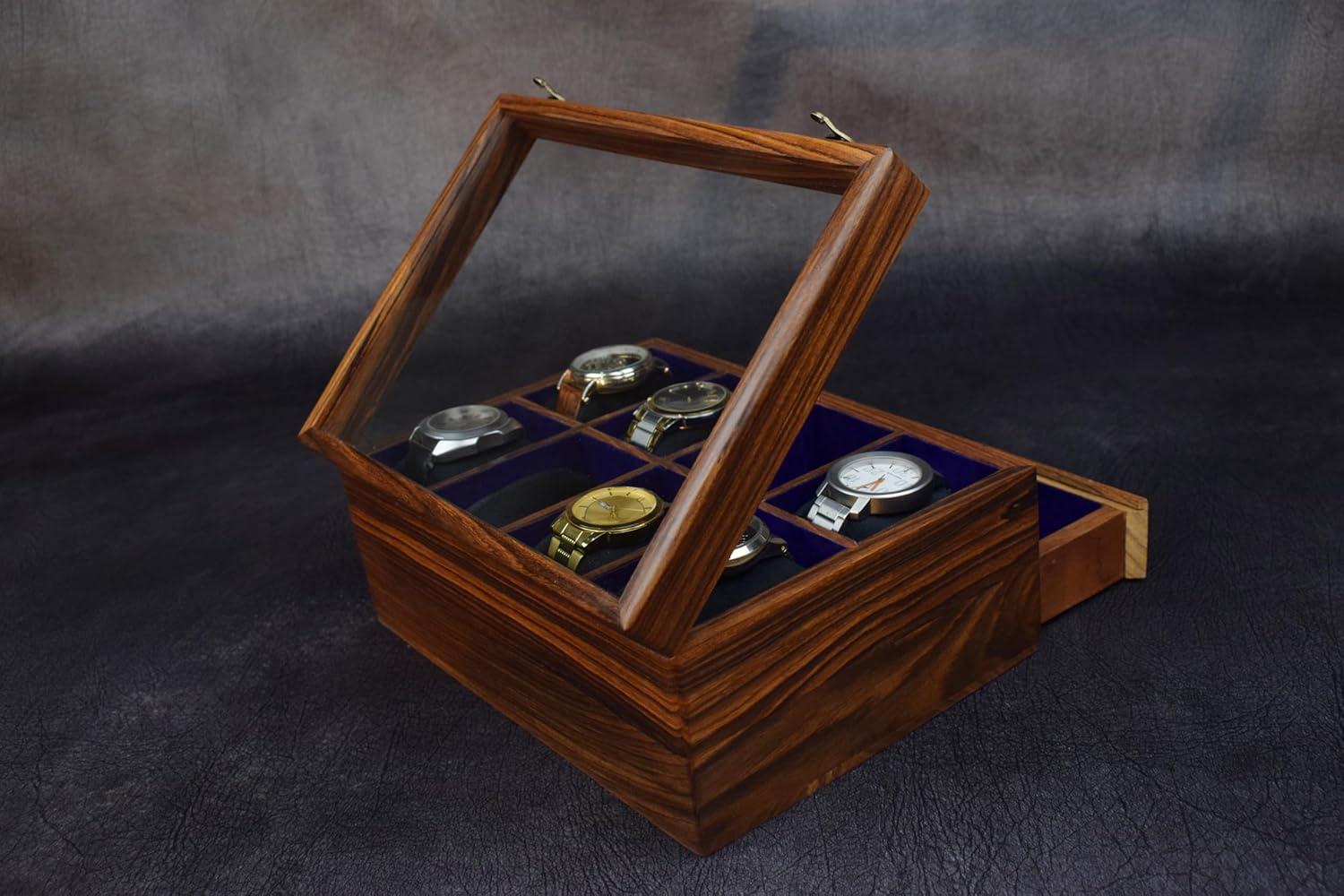 10 Drawer Indian Rosewood Superior Vintage Quality Wooden Mens Watch Display Box Case Organizer Holder | Luxury Timepiece Storage Case | Drawer for wallet, Cufflinks and other Accessories.