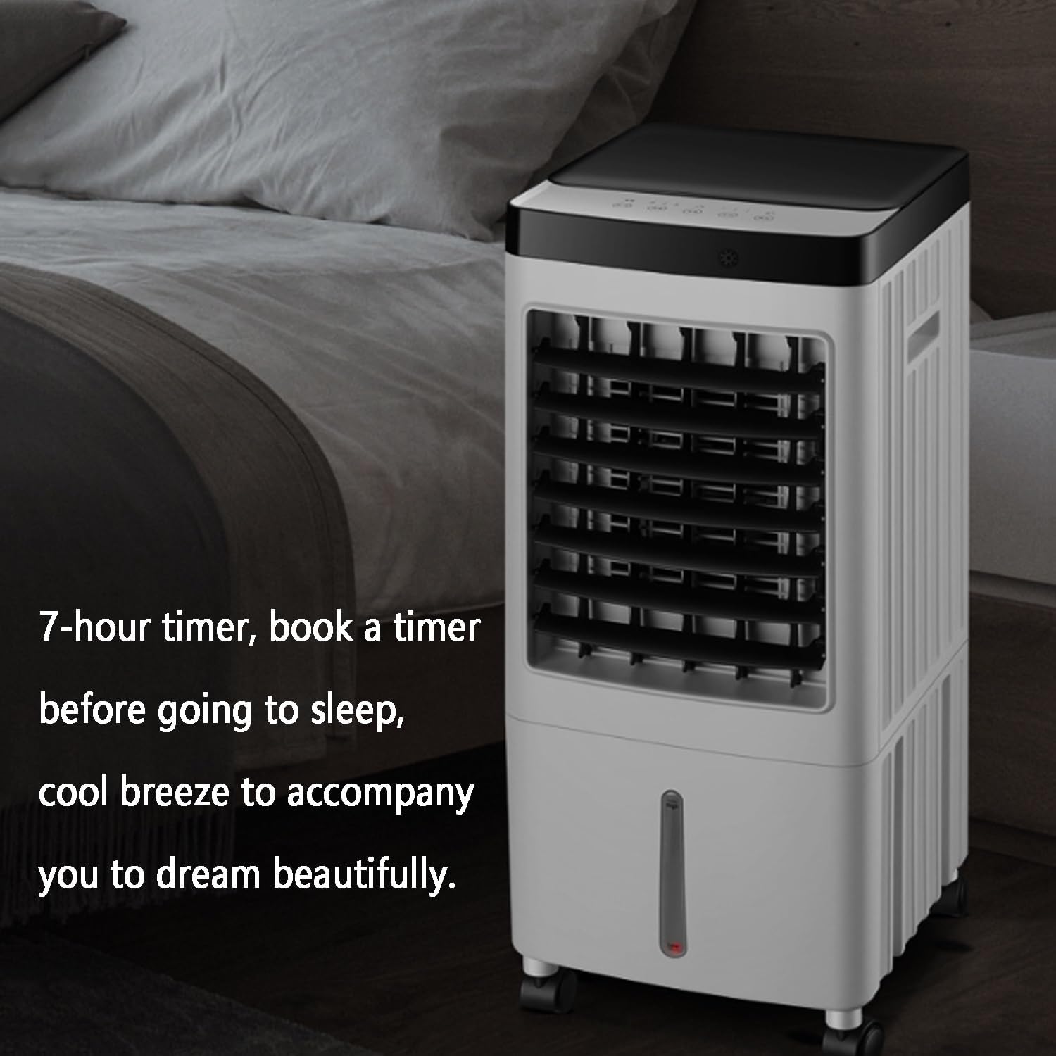 Portable Air Conditioner/Swamp Cooler，evaporative Air Cooler with Cooling, Humidification and Air Circulation，3 Speeds with Remote Control, with Universal Wheels on The Bottom, Easy to Move