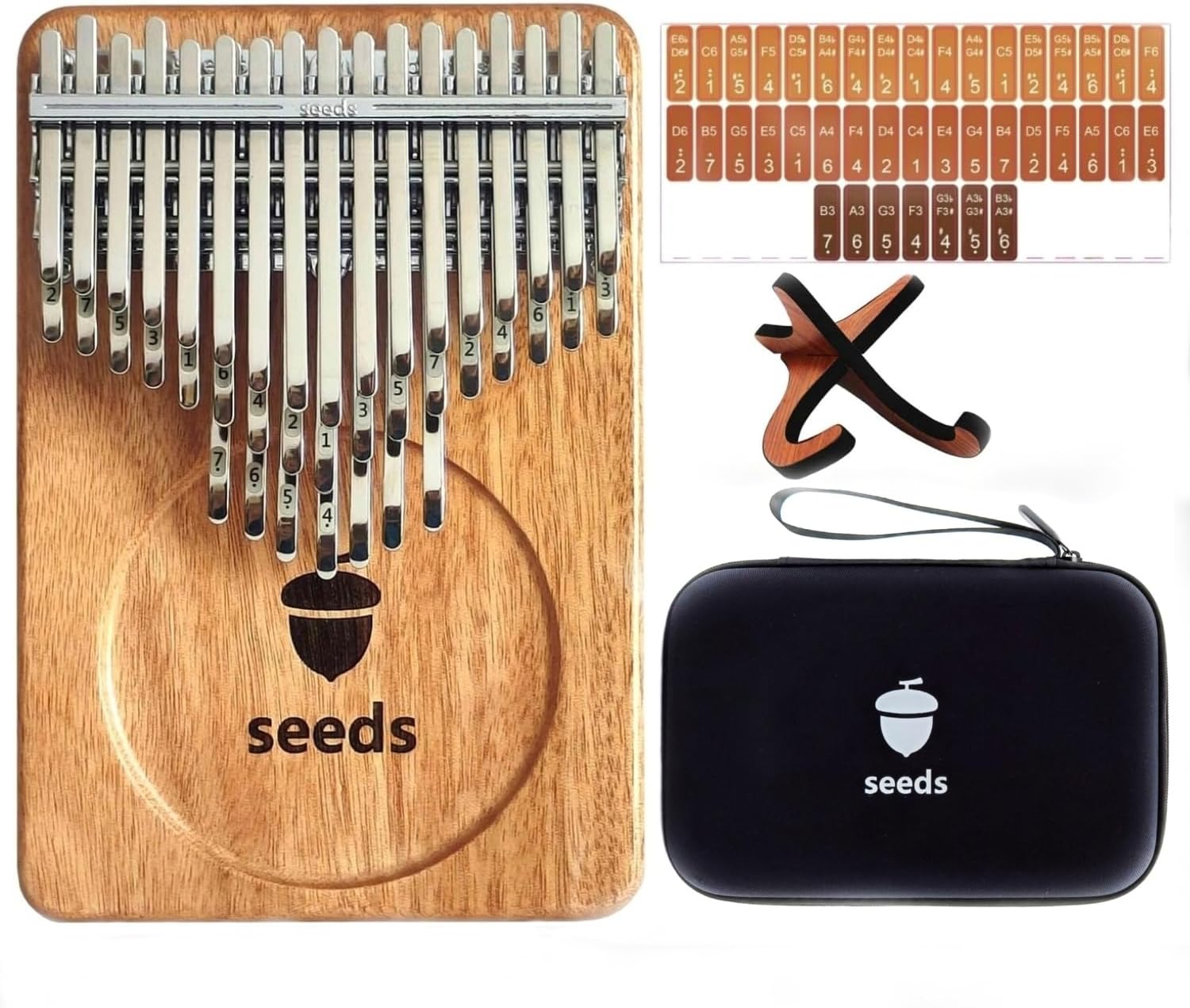 Seeds Kalimba Thumb Piano 41 Keys Chromatic C-Tuned Thumb Piano Okoume wood Flat Board ultra-lightweight Portable Mbira Finger Piano(LATEST VERSION)