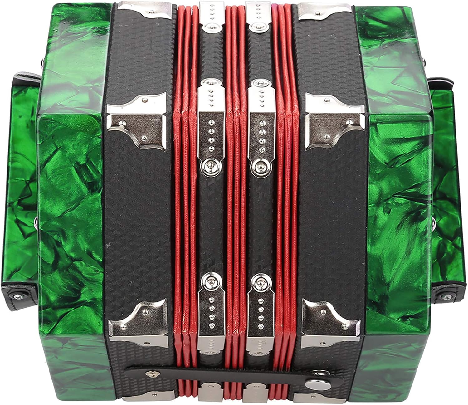 Professional Concertina Accordion, 20 Button Concertina Accordion with Handle and Bag, Concertina Accordion Suitable for Both Children and Adults to Use(Green)