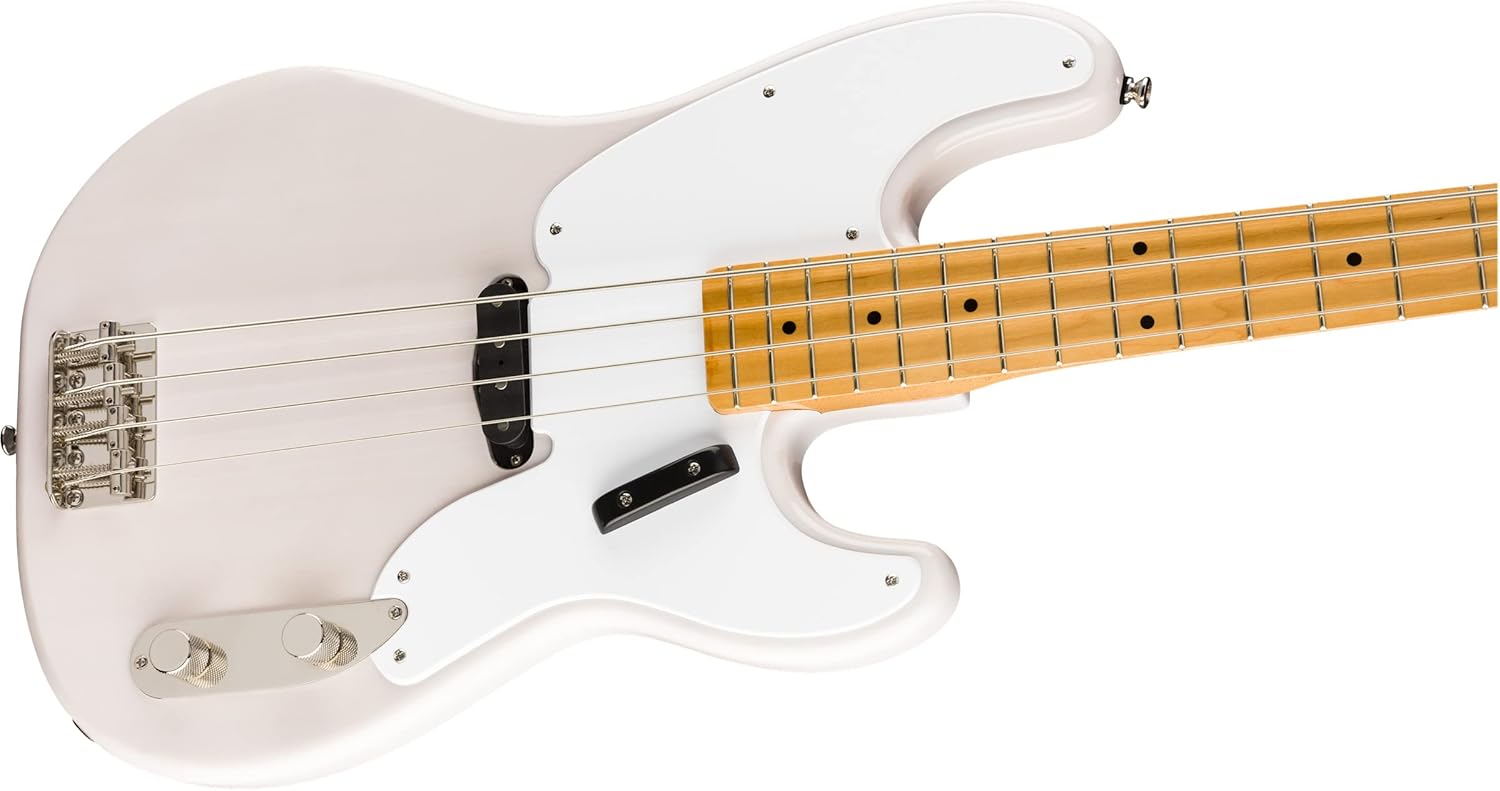Fender Squier Classic Vibe '50s Precision Bass - White Blonde Bundle with Gig Bag, Instrument Cable, Tuner, Strap, and Austin Bazaar Instructional DVD