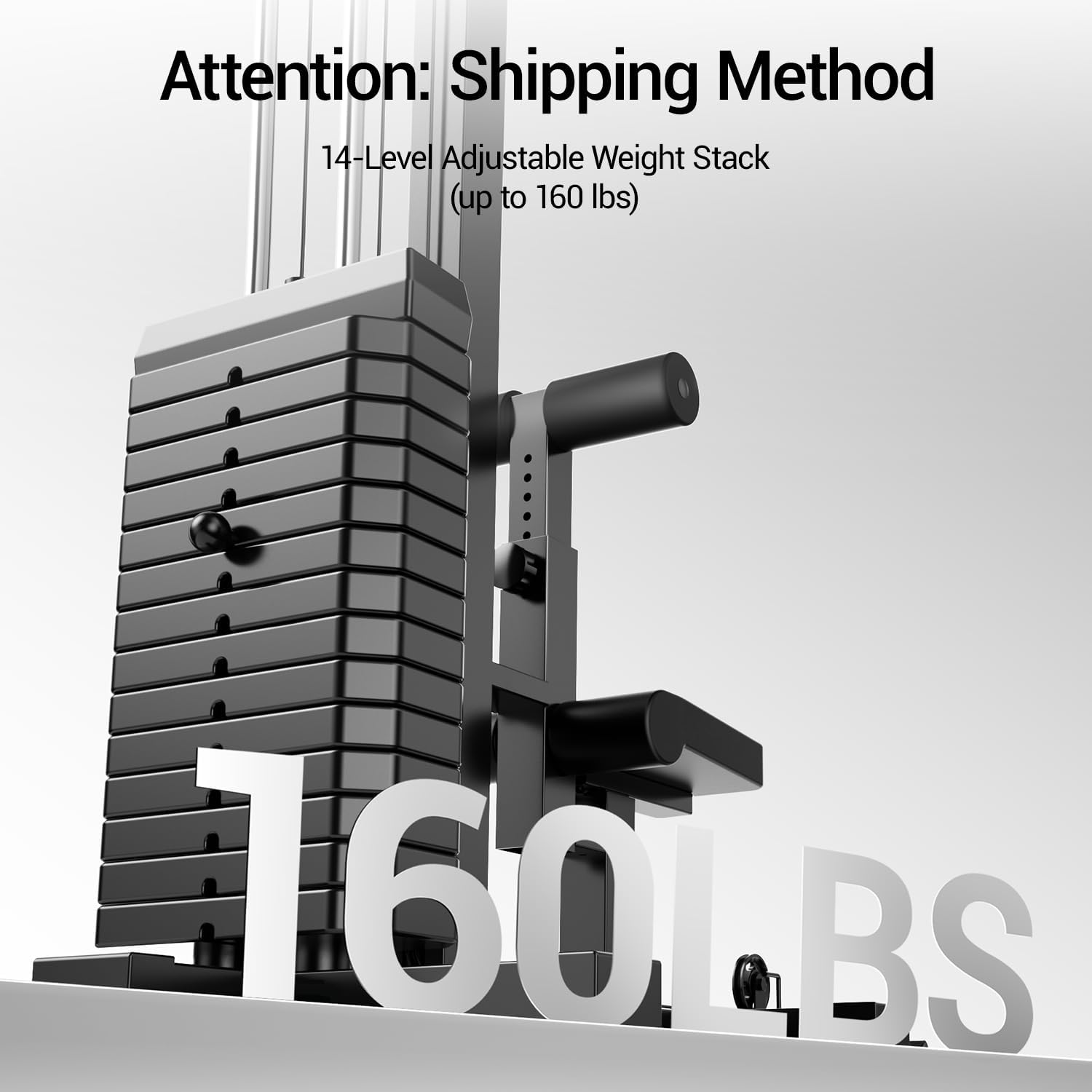 LAT Pulldown Machine, Home Gym Fitness Exercise Body Workout Strength Training & Low Row Machine with 160 LBS Weight Stack, Multi-Functional Pulley System for Triceps, Biceps, Back & More