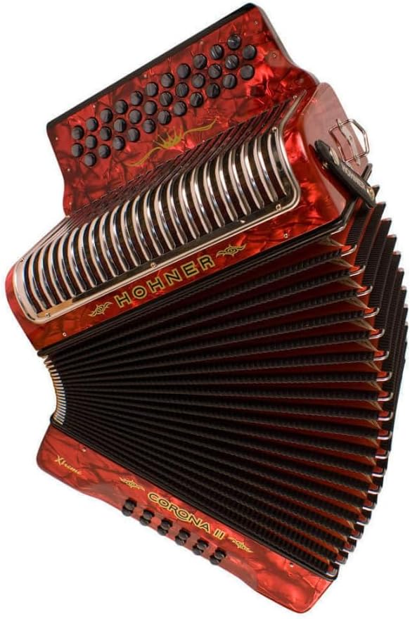 Hohner Corona II Xtreme Diatonic Accordion - Keys of G/C/F - Pearl Red