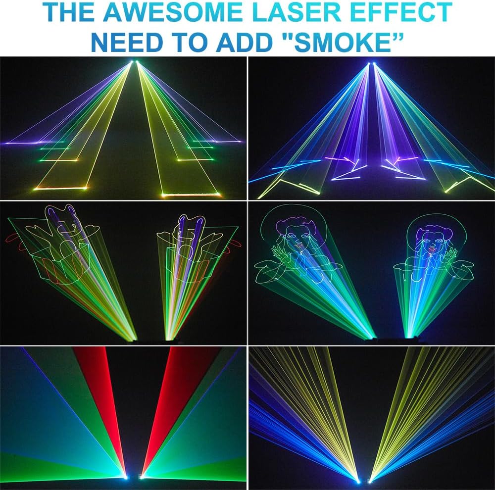 DJ Laser Light with App Control, 3D Animation Stage Laser Machine Projector, Support Custom Drawing, Text Playback, Personalized Program, DMX Music Sound & Remote Laser for Party, Disco, Club, Bar