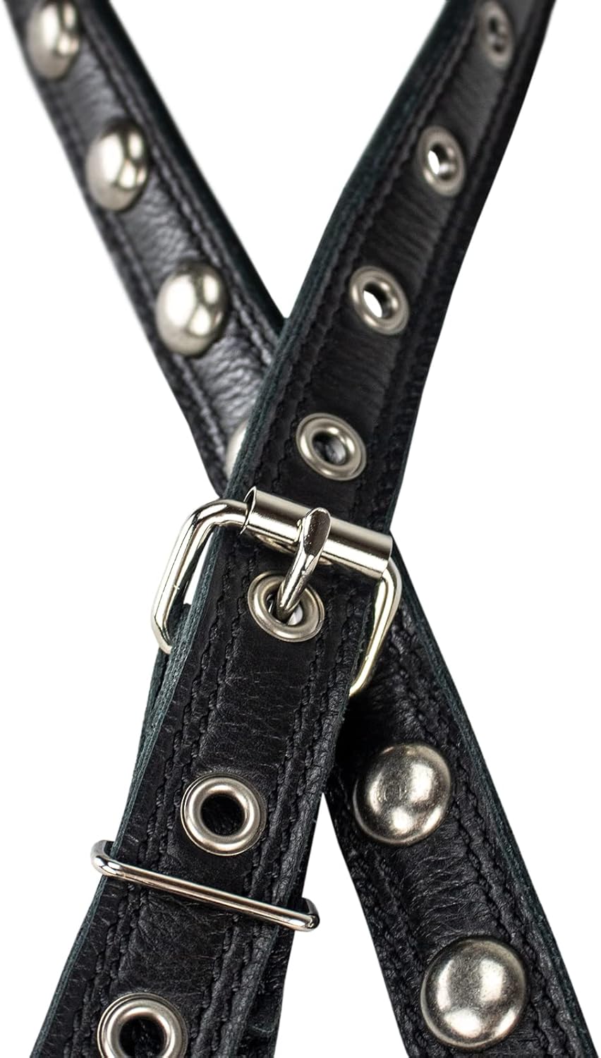 Sawtooth Distressed Nickel 1” Wide Leather Guitar Strap Hand Crafted in The U.S.A. (ST