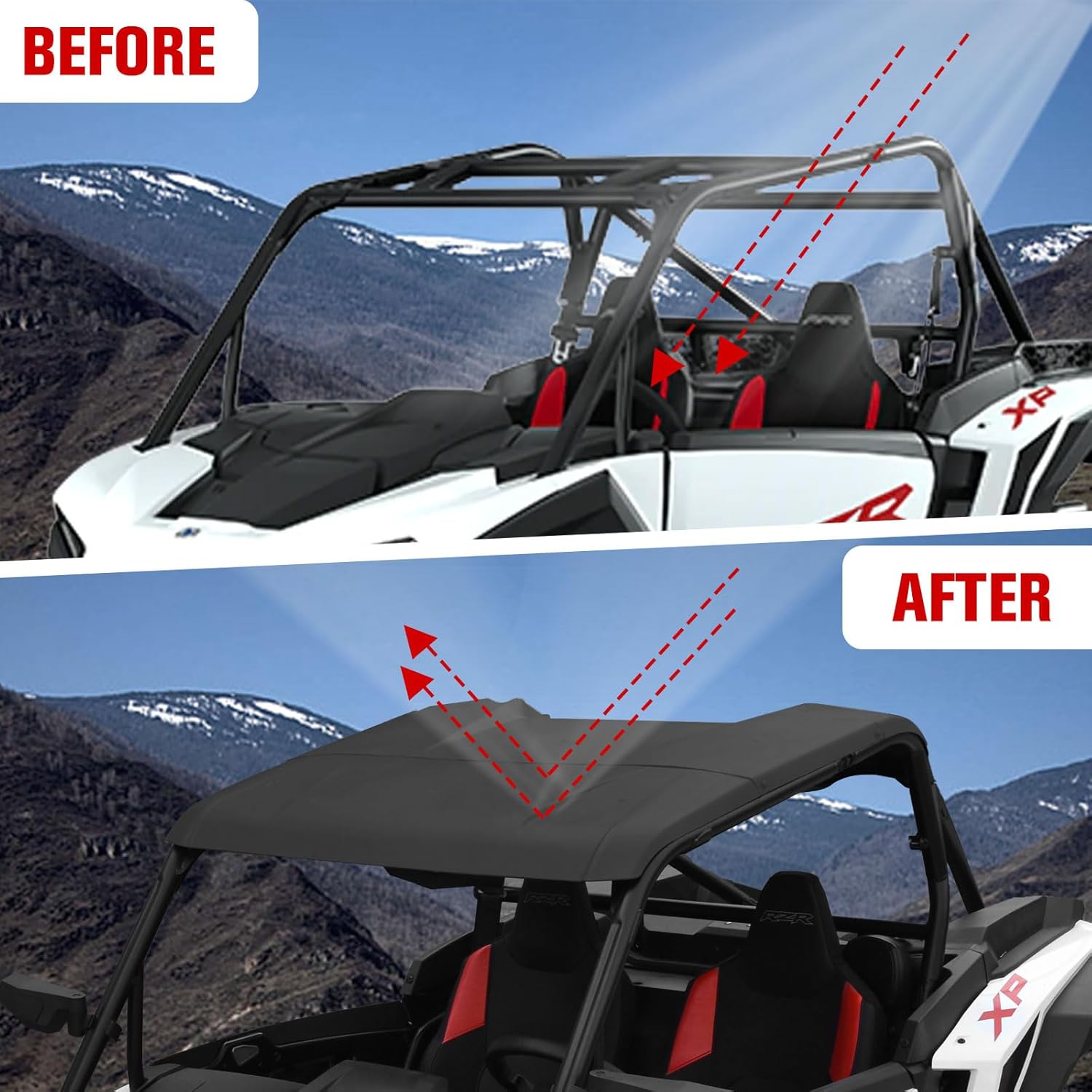 Roof for Polaris RZR XP 1000 2025, Dustproof Resistant Hard Coat Poly Roof 3-Pieces Combination Roof Sun Visor for Polaris RZR XP 1000 2024 2025 Accessories(Replace #2884553)