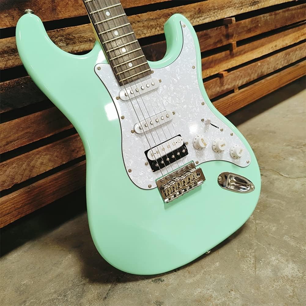 Electric Guitar, Body, Glossy Lacquer Finish, Modern C Neck Profile, Radius Fingerboard, Steel Pads with Bend (Size:41 inches,Color:Green)