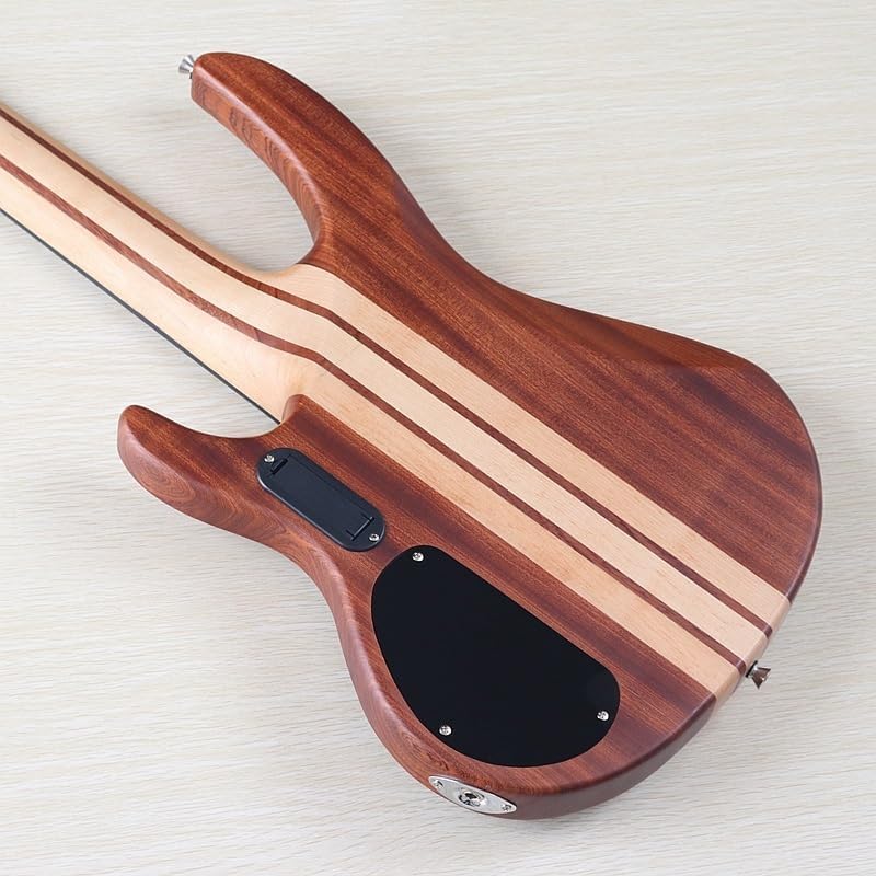 5-String Electric Bass Guitar, 43-Inch Neck-Through, Solid Sapele Body, Wenge Wood Top Skin, Canada Maple Neck(Model 2 Fretless)