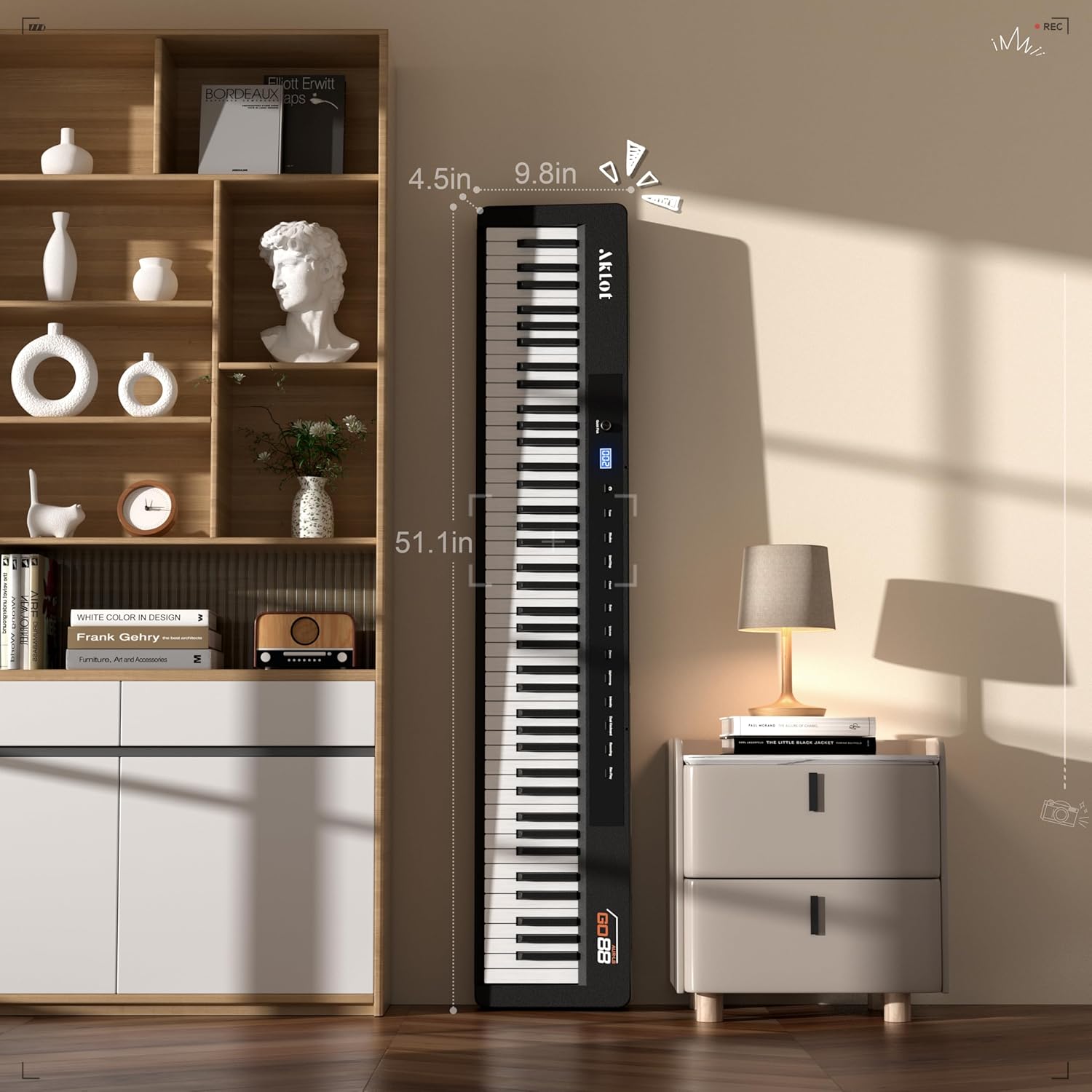 AKLOT Beginners Portable Keyboard Piano: Home Digital Piano with 88-Key Graded Hammer Action, Electric Triple Pedal, Dual 25W Speakers, USB-MIDI, Lesson Book, Headphones and Keyboard Stickers AUR-GO