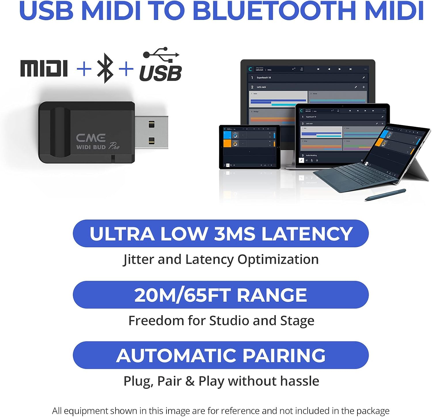 CME WIDI Thru6 BT + WIDI Bud Pro - Advanced Bluetooth MIDI Interface Kit for Computer, Laptop, Mobile Device + Hybrid MIDI Thru with Wired and Wireless Connectivity