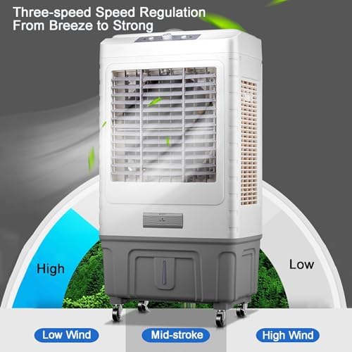 Evaporative Air Cooler Portable Air Conditioner, Fan Cooler with 120° Oscillating, 3 Wind Speeds, Evaporative Cooler for Outdoor Indoor Use(Size:88cm-50L)
