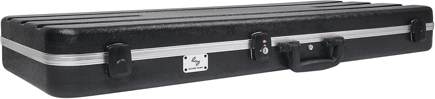 Sound Town Lightweight ABS Road Case for Electric Guitar with TSA Approved Locking Latch and EPS Foam Plush Interior (STEC-500)