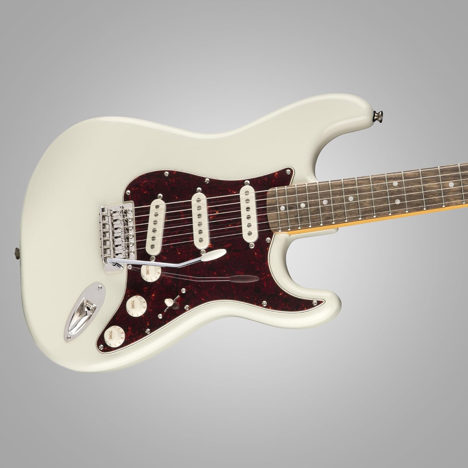 Squier Classic Vibe '70s Stratocaster, Indian Laurel Fingerboard, Olympic White - 0374020501 Bundle w/ 12-Pack Guitar Pick and Liquid Audio Polishing Cloth