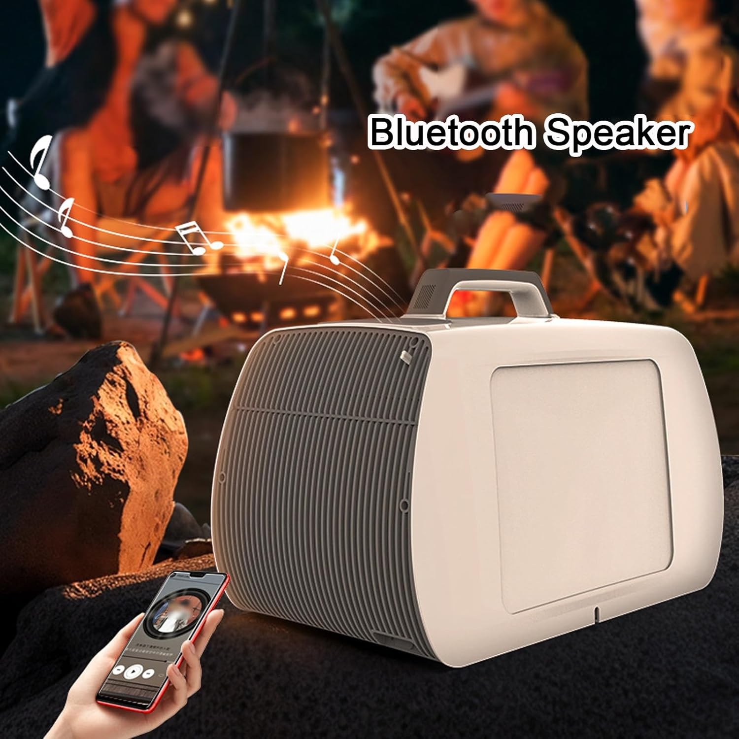 5400 BTU Portable Camping Air Conditioner and Heater 3 Wind Speed Adjustment Bluetooth Speaker Drainage-free Cooling AC for Home Outdoor Tent(220v)