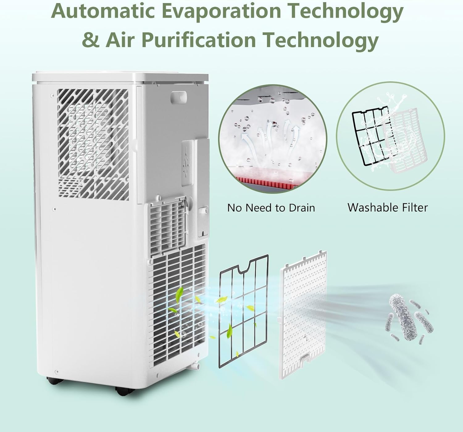 Portable Air Conditioners 10,000 BTU - Cools 450 Sq.Ft Rooms, 3-in-1 AC with Dehumidifier, Timer & Remote, Includes Window Kit