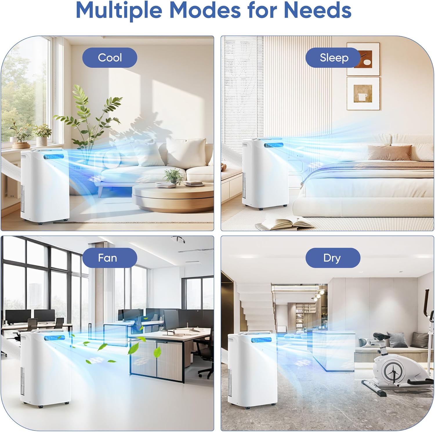 14000 BTU Portable Air Conditioners,Cools Up to 700 Sq.Ft,Portable AC Unit with Remote Control,Cooling,Fan,Dehumidification,Sleep Mode& Installation Kits for Large Rooms,White