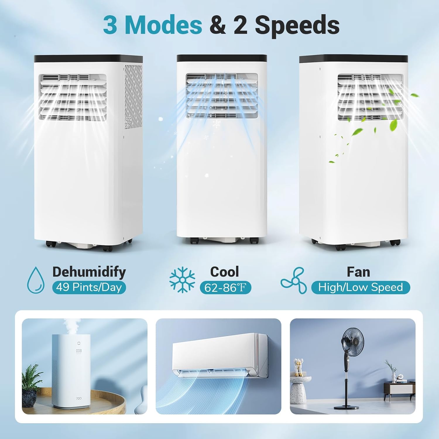 DORTALA Portable Air Conditioner 10000 BTU, 3-in-1 Portable AC with Remote Control, Dehumidifier, 24H Timer, Window Kit for 450 Sq.FT Apartment, Bedroom