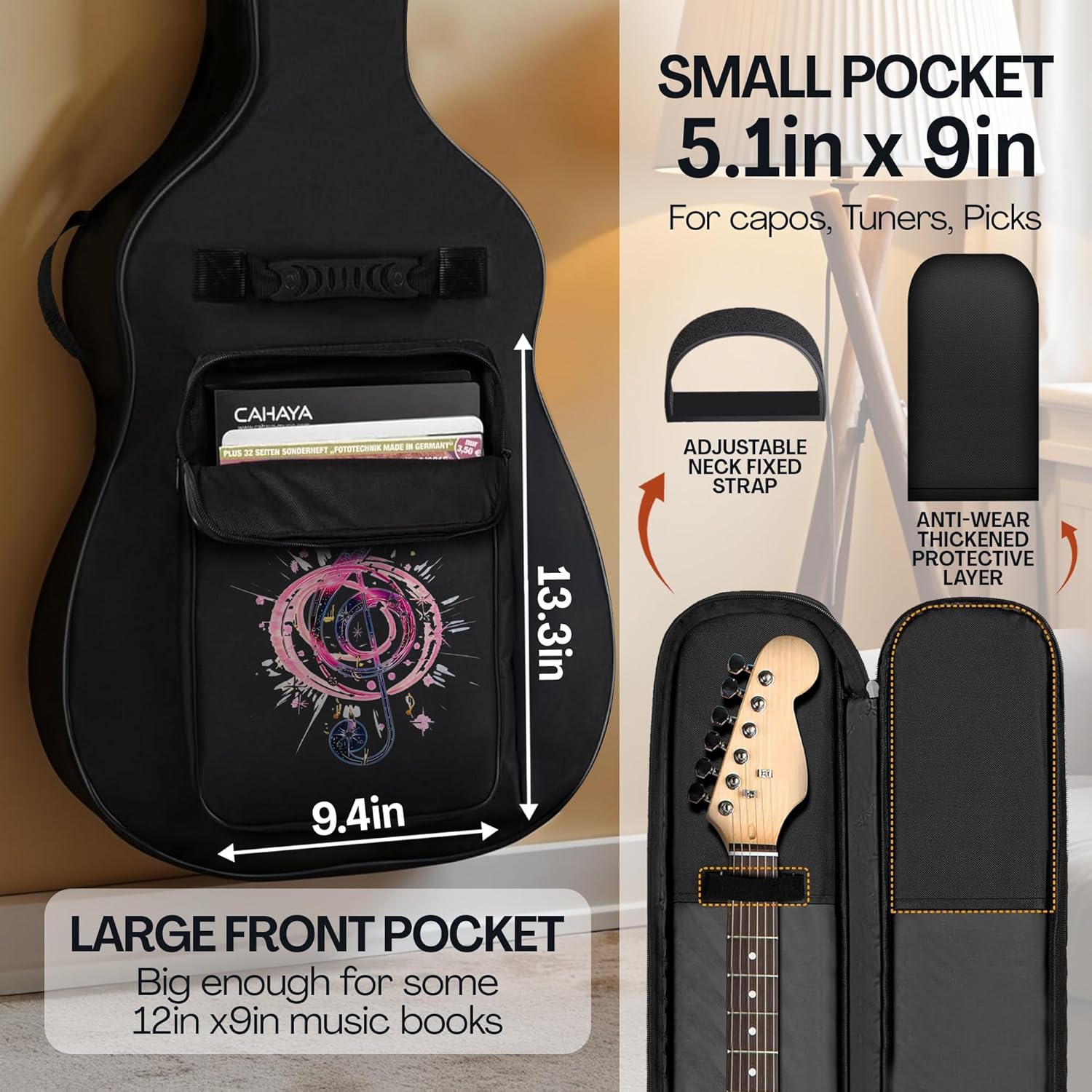 Personalized Guitar Gig Bag with Custom Name or Logo, Soft Guitar Case for Electric Guitar – 40.9in Water Resistant Padded Bag with Shoulder Straps, Pockets and Shockproof Bottom, Personalized Gift