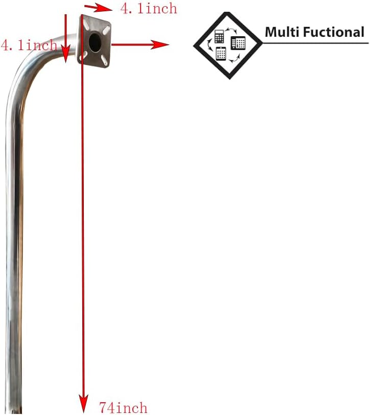 Gooseneck Keypad Stand，Heavy Duty Stainless Steel Universal Access Control Mounting Post Keypads，74” Height， 4.1” x 4.1” Universal mounting Plates， Other Access Control Accessories (Embedded Type)