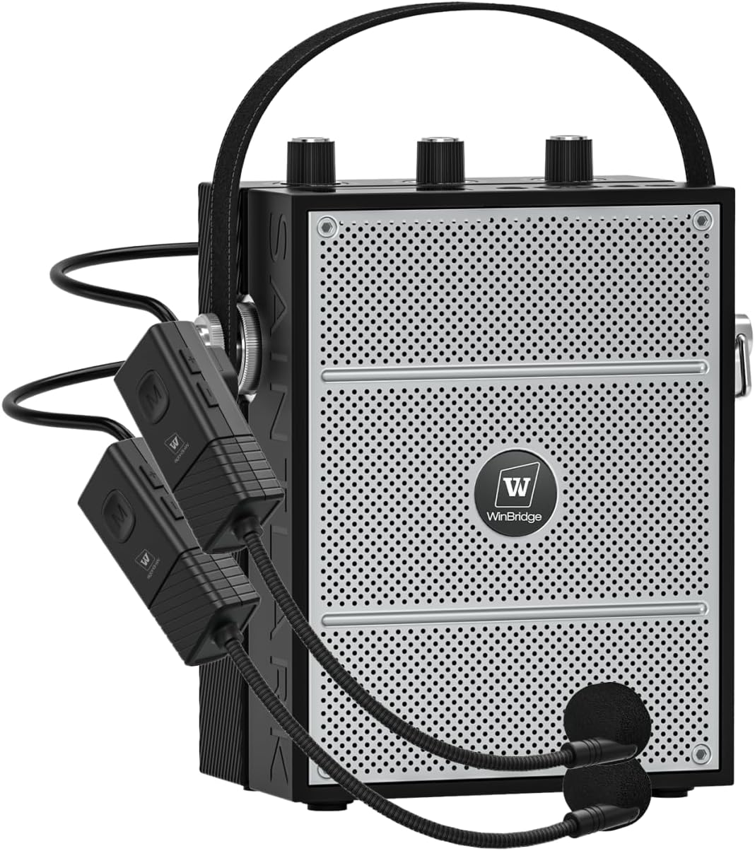 50W Voice Amplifier with 2 Headset Microphones,Microphone with Speaker, Portable Sound System with Microphone,Bluetooth Speaker Megaphone for Teachers, Classroom, Outdoor, Events -S98Plus