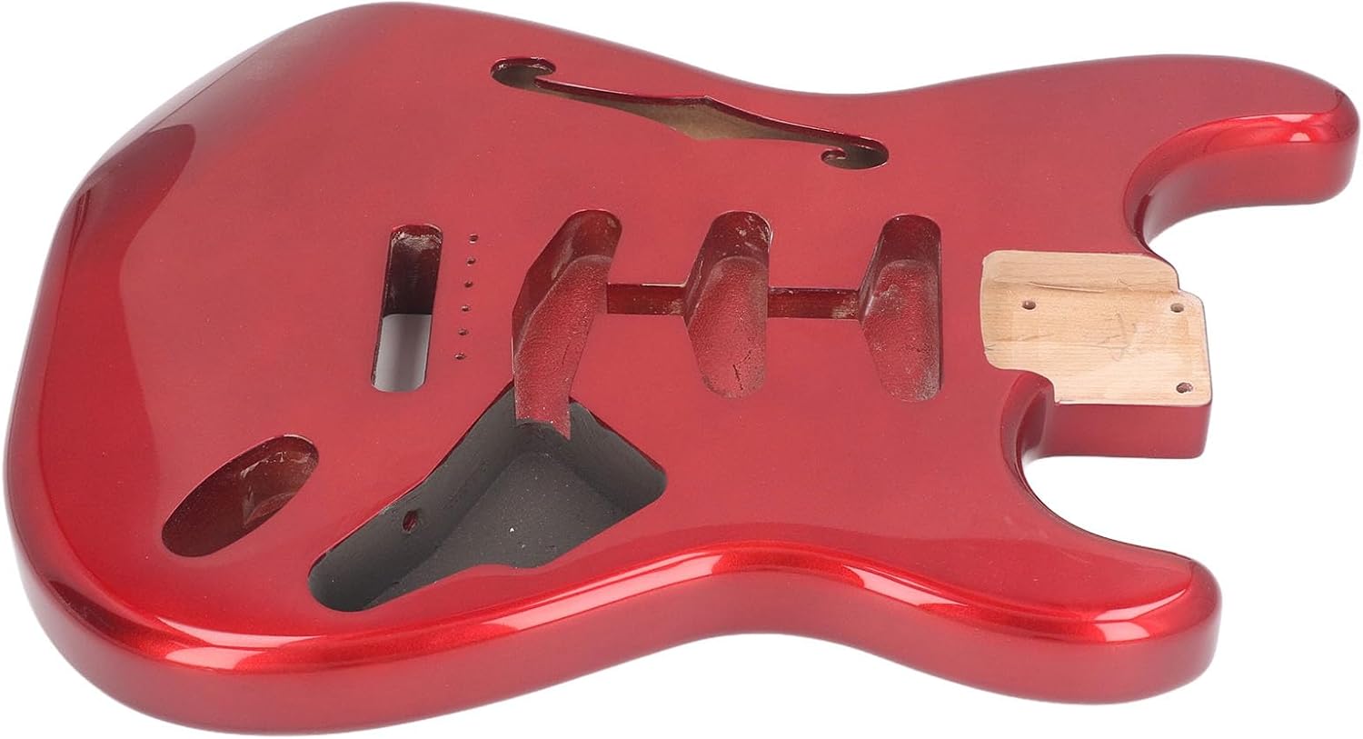 Electric Guitar Body, High Gloss Finish, Decorative Predrilled Exquisite Wooden Electric Guitar Body for Upgrade (GSB12ST Red)