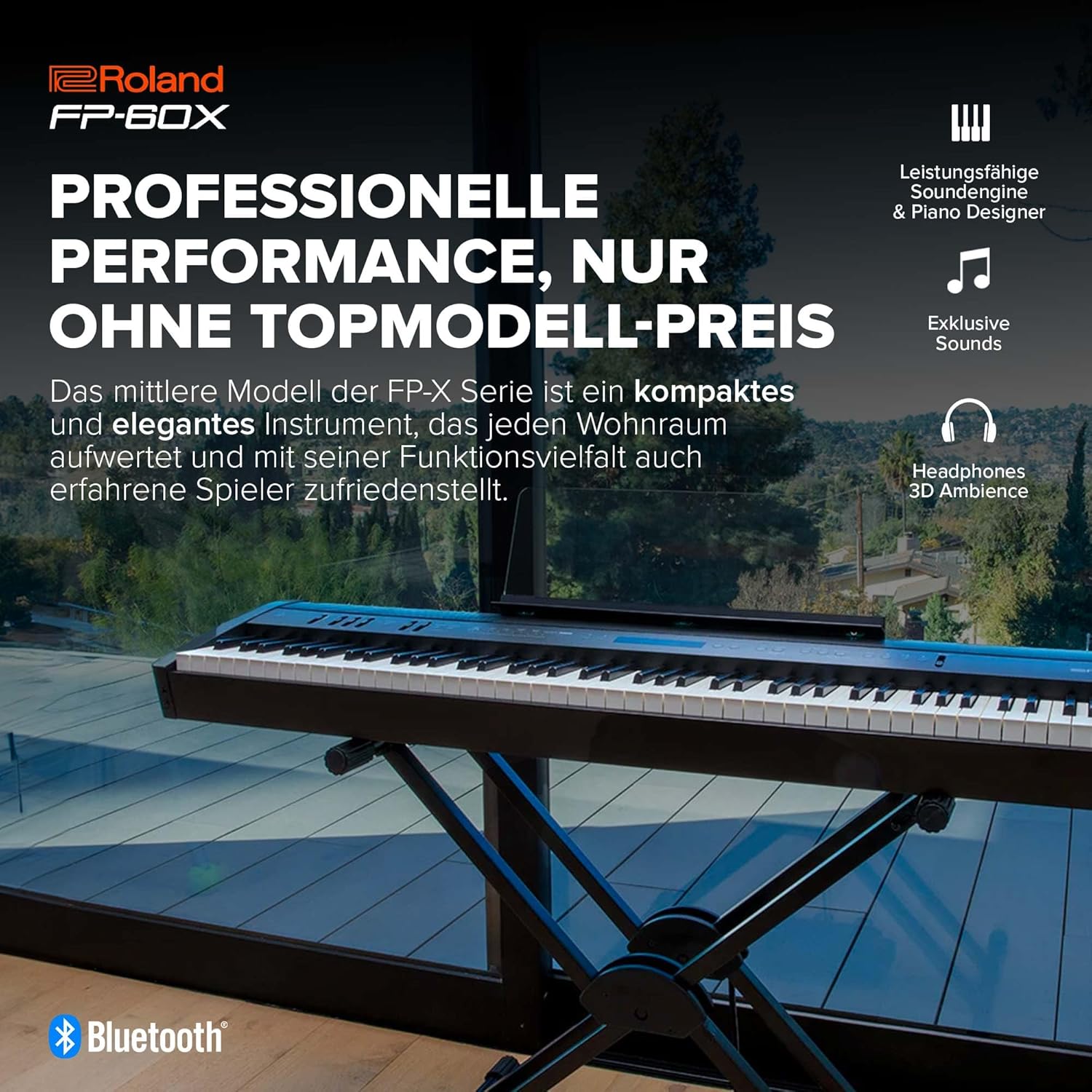 Roland FP-60X | Pro Performance 88-Note Digital Piano | Built-In Powerful Amplifier & Custom Stereo Speakers | Onboard Sound Customization | Curated Tones & FX | Bluetooth & MIDI Connectivity | Black