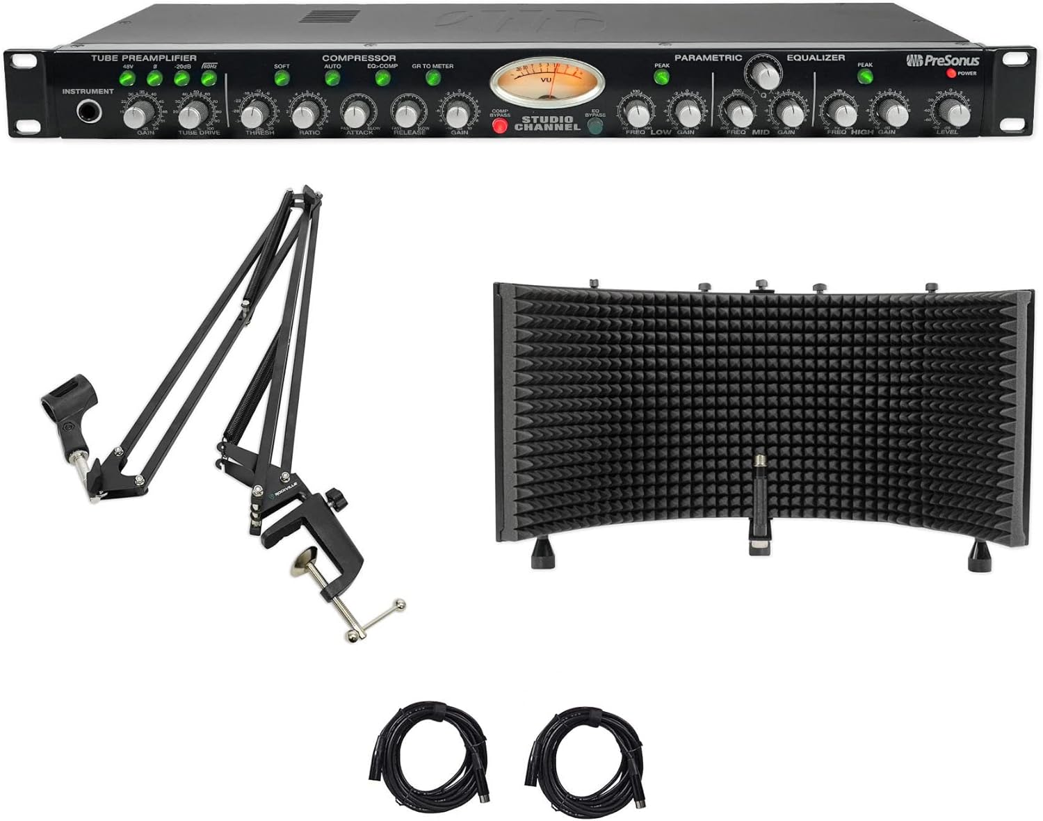 Presonus StudioChannel Recording Vacuum Tube Mic Preamp Strip Bundle with Rockville DMS40 40