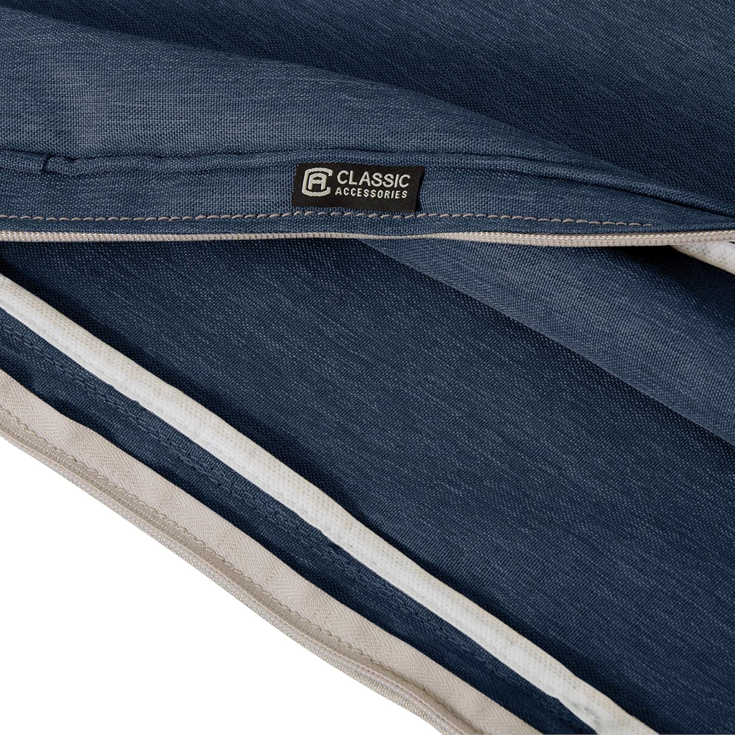 Classic Accessories Montlake Water-Resistant 25 x 25 x 5 Inch (seat)/25 x 22 x 4 Inch (Back) Patio Cushion Set, Heather Indigo Blue, Chaise Lounge Cushions Outdoor