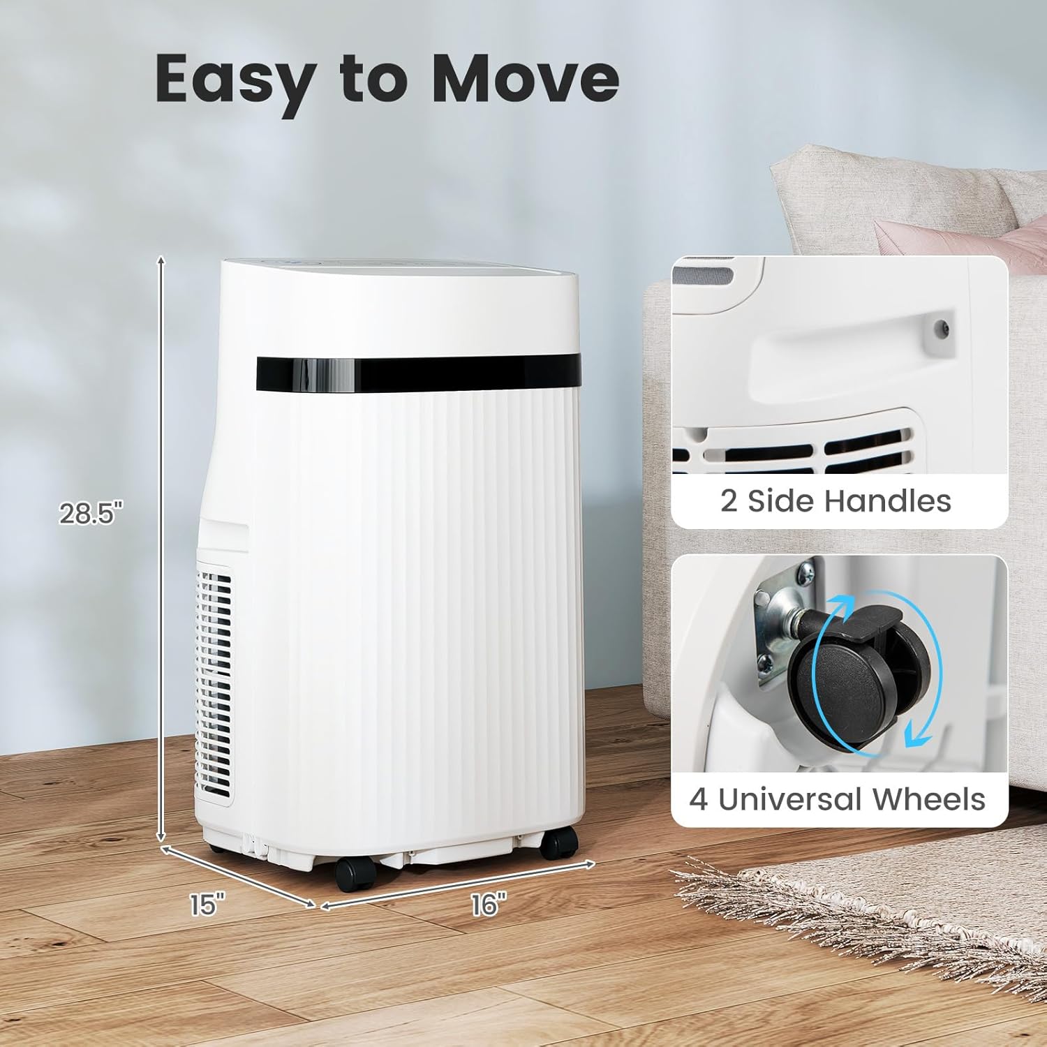 SIMOE Portable Air Conditioners, 12,000 BTU ASHRAE (8000 BTU SACC) Portable AC Unit for Bedroom, Cooling, Dehumidifier, Fan & Sleep Modes 4-in-1 Portable AC, Remote Control