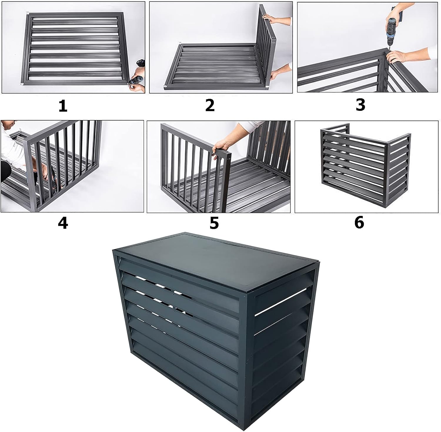 Cover for Outdoor Aluminum Air Conditioning Cover Decorative Privacy Screen, Privacy Ac Covers, Air Conditioner Protection Cover for Units, Freestanding Enclosure to Cover Garbage Or Ac Units