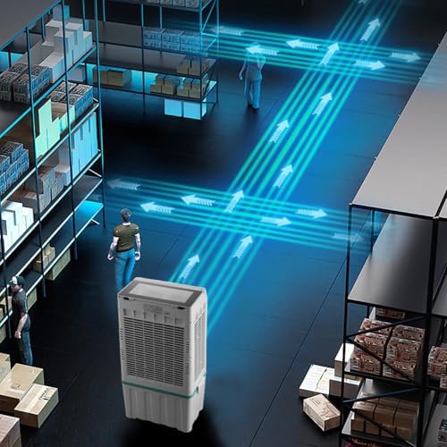 Portable Swamp Cooler, 3-in-1 Evaporative Air Conditioner with Auto Oscillation & Humidifier, Ideal for Indoor/Outdoor Use in Patios, Garages, Black, 110cm/43in